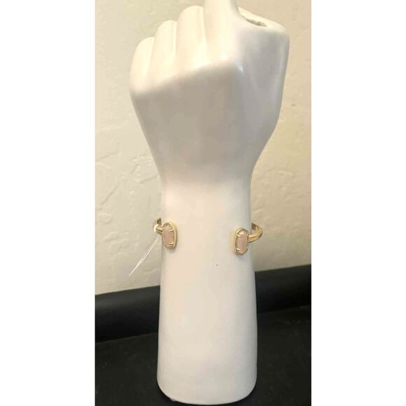 NWT Kendra Scott Elle Lattice Frame Long Pink Pendant Necklace & Matching Cuff - Picture 5 of 9